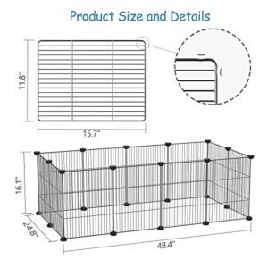 Pet Playpen Pet Fence Hamster Playpen, Guinea Pig Playpen Small Animal Playpen Portable Playpen, Rabbit Playpen Guinea Pig Cages, Metal Wire Fence for Puppys Rabbit Kitten Hedgehog, Portable, Black