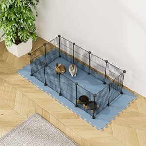 Pet Playpen Pet Fence Hamster Playpen, Guinea Pig Playpen Small Animal Playpen Portable Playpen, Rabbit Playpen Guinea Pig Cages, Metal Wire Fence for Puppys Rabbit Kitten Hedgehog, Portable, Black