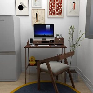 DEILALY Computer Desk Small Desk Wood Desk Metal Frame W31.5*D19*H29.5 Writing Table Study Desk Work Station with Storage Rack Gaming Desk Study Table Small Desk Home Office Bedroom Brown