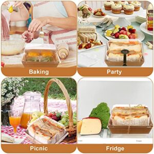 50 Pack Roll Cake Box with Lids Swiss Roll Containers Paper Charcuterie Boxes 5 Inch Oil-Proof Disposable Food Containers Brown Square Bakery Boxes for Cookies Sushi Muffin Pastry Sandwich with 50 Seal Stickers