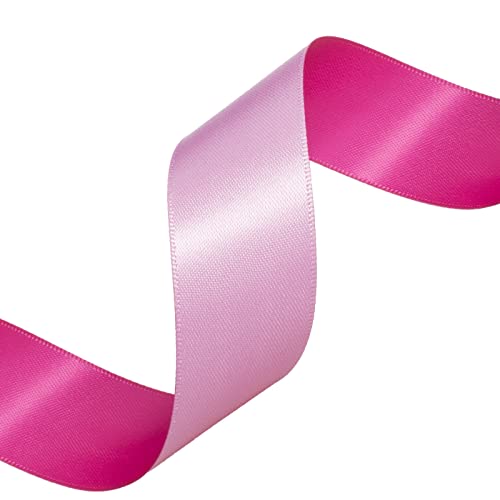 YASEO Double-Sided Two-Tone Ribbon, 20 Yards 1 Inch Double Faced Pink and Rose Satin Ribbon for Valentine's Day, Wedding, Birthday, Gift Wrapping and Party Decor