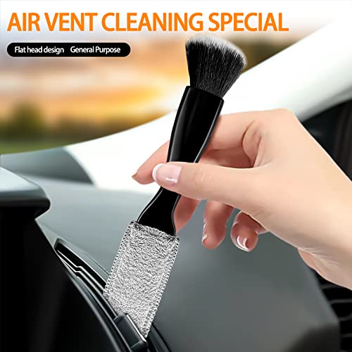 Wazzh 2 Packs Multi Function car Detail Brush with Microfiber Towels for Cars, car Detailing Supplies for Women, car Interior Cleaning Supplies fit for Air Vents, Dashboard