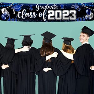 Class of 2023 Banner Decoration-Graduation Party Supplies,Large Congrats Grade Yard Sign Banner for 2023 Graduation Party Decoration (Blue 2023)