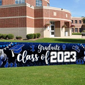 Class of 2023 Banner Decoration-Graduation Party Supplies,Large Congrats Grade Yard Sign Banner for 2023 Graduation Party Decoration (Blue 2023)