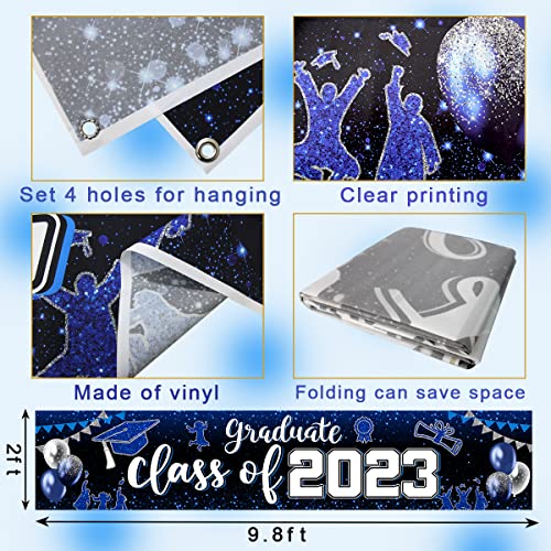 Class of 2023 Banner Decoration-Graduation Party Supplies,Large Congrats Grade Yard Sign Banner for 2023 Graduation Party Decoration (Blue 2023)