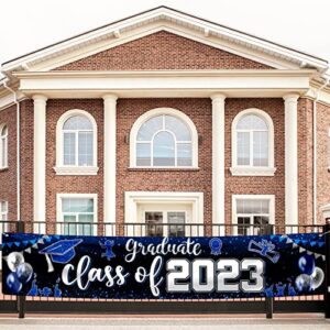 Class of 2023 Banner Decoration-Graduation Party Supplies,Large Congrats Grade Yard Sign Banner for 2023 Graduation Party Decoration (Blue 2023)