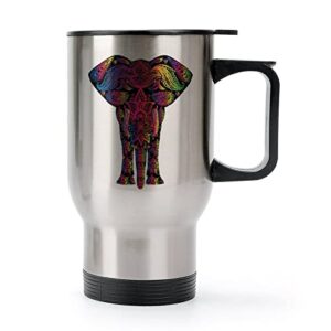 elephant logo 14 oz travel coffee mug stainless steel vacuum insulated cup with lid