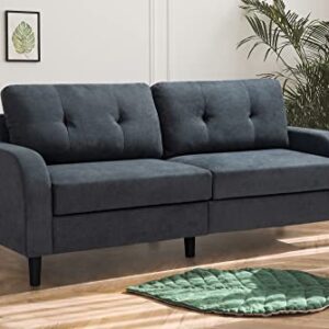 Vongrasig 73" Loveseat Sofa, 2 Seater Button Tufted Upholstered Couch, Modern Sofa with 6.3" Deep Seat Cushion for Small Space Living Room, Apartment, Dorm, Office, Blue Grey