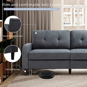 Vongrasig 73" Loveseat Sofa, 2 Seater Button Tufted Upholstered Couch, Modern Sofa with 6.3" Deep Seat Cushion for Small Space Living Room, Apartment, Dorm, Office, Blue Grey