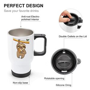 Sloth Loves Sandwich 14 Oz Travel Coffee Mug Stainless Steel Vacuum Insulated Cup with Lid