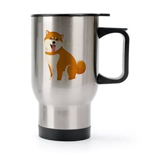 cute shiba inu akita dog 14 oz travel coffee mug stainless steel vacuum insulated cup with lid