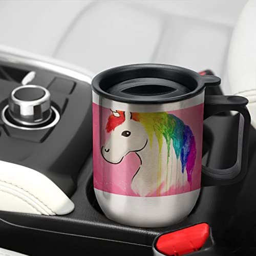 Rainbow Unicorn 14 Oz Travel Coffee Mug Stainless Steel Vacuum Insulated Cup with Lid