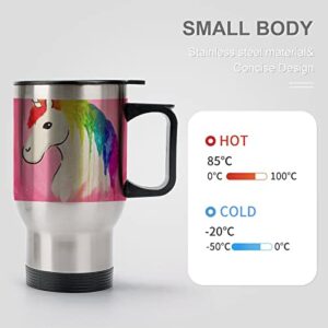 Rainbow Unicorn 14 Oz Travel Coffee Mug Stainless Steel Vacuum Insulated Cup with Lid