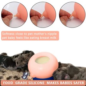 Puppy Milk Feeder with 4 Nipples Milk Bowl Puppy Feeder 200ml Puppy feeders for Multiple Puppies Puppy Nursing Station for Feeding Small Newborn Pets Within Two Weeks (Pink)