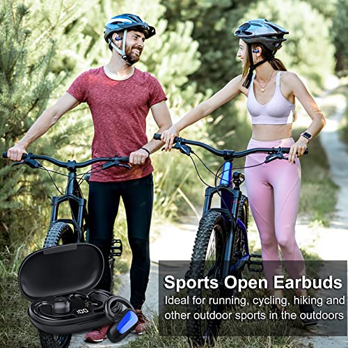 Open Ear Earbuds Sport Open Earbuds Wireless Bluetooth Earbuds with Earhooks 30Hrs Playtime with Charging Case and LED Power Display Sweat Resistant for Outdoor Sports, Running and Workouts, Green