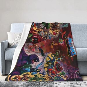 pobecan he-man and the masters anime of the universe blanket throw blankets ultra soft flannel lightweight throws for couch, bed,all seasons use 80"x60"