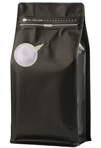 dmpackdm coffee bags with valve(12 oz,3/4 lb,50pcs) black high barrier aluminumed foil flat bottom heat sealed coffee beans packaging bags side zipper resealable bags for home or business
