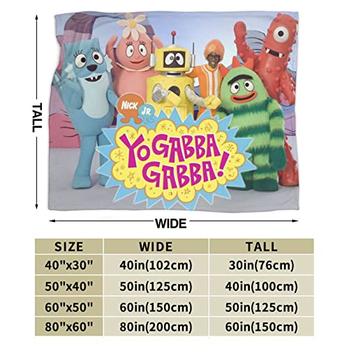 Pobecan Yo Gabba Anime Gabba! Blanket Throw Blankets Ultra Soft Flannel Lightweight Throws for Couch, Bed,All Seasons Use 40"x30"