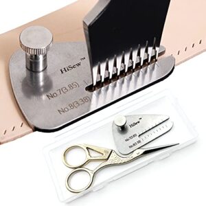 hisew- leather stitching punch aid pulling plate and scissor kit, diamond lacing chisel or pricking iron aid mate, leather craft work tools accessories