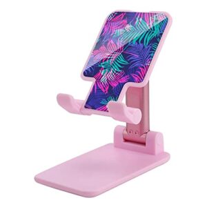 neon tropical palm leaf funny foldable desktop cell phone holder portable adjustable stand desk accessories