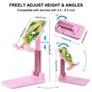 Skull Leaf Pattern Funny Foldable Desktop Cell Phone Holder Portable Adjustable Stand Desk Accessories