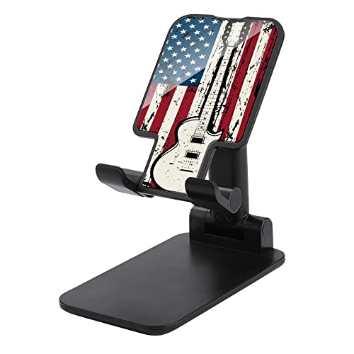 American Flag Guitar Funny Foldable Desktop Cell Phone Holder Portable Adjustable Stand Desk Accessories