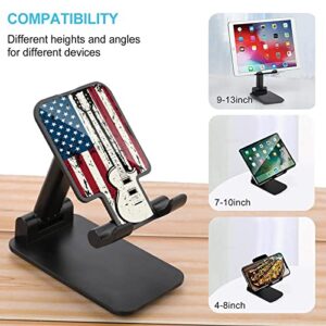 American Flag Guitar Funny Foldable Desktop Cell Phone Holder Portable Adjustable Stand Desk Accessories