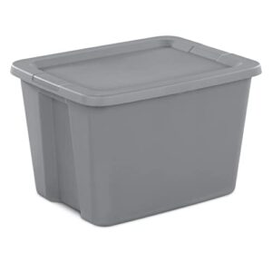 dxbo 18 gallon. storage box plastic with lid, stackable and nestable, for clothes, toys, books, snacks, shoes and grocery storage box, gray #
