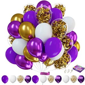 bbeitoo 73pack purple and gold balloon arch kit 12inch dark purple gold white balloons metallic purple gold balloons for purple and gold party decorations