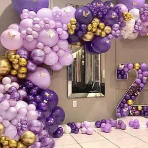 BBeitoo 73Pack Purple and Gold Balloon Arch Kit 12inch Dark Purple Gold White Balloons Metallic Purple Gold Balloons for Purple and Gold Party Decorations