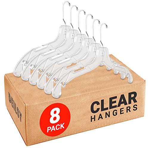 Clear Plastic Hangers 8 Pk Shirt Hangers Crystal for Clothes Hangers Hangers Space Saving Heavy Duty Coat Hangers Closet Hangers Dress Hangers Retail Hangers