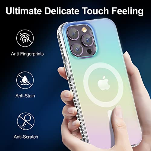 Chrinip [2023 Flagship Magnetic Iridescent Clear Case for iPhone 14 Pro Max [Compatible with MagSafe] [Military Grade Protection] Shockproof Phone Cases for Women Men Slim Thin- Iridescent Design