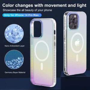 Chrinip [2023 Flagship Magnetic Iridescent Clear Case for iPhone 14 Pro Max [Compatible with MagSafe] [Military Grade Protection] Shockproof Phone Cases for Women Men Slim Thin- Iridescent Design