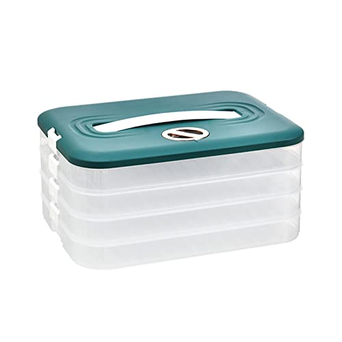JISADER Large Storage Container for, 4-layer Food Grade Food Containers, Leak-proof, Stackable for Fish Eggs, Green