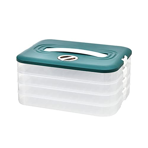 JISADER Large Storage Container for, 4-layer Food Grade Food Containers, Leak-proof, Stackable for Fish Eggs, Green