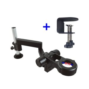 CUREOL Microscope Articulating Arm Rotatable Universal Clamp Stand Stereo Trinocular Microscopio HDMI Camera Lens Phone Repair Tools (Size : 76mm Bk No Clamp)