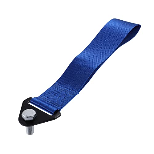 X AUTOHAUX Universal Car Tow Towing Hook Bumper Trailer Belt Strap with Bolt Aluminum Alloy Blue