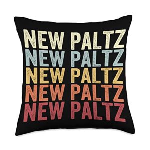 new paltz new york new paltz ny retro vintage text throw pillow, 18x18, multicolor