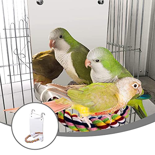 Bird Mirror Birdcage Perches Mirror Cotton Rope Standing Bar Claw Birdcage Chew Toy for Birdcage Stand Perch Budgie Parakeet Cockatiels