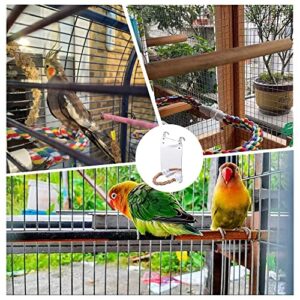 Bird Mirror Birdcage Perches Mirror Cotton Rope Standing Bar Claw Birdcage Chew Toy for Birdcage Stand Perch Budgie Parakeet Cockatiels