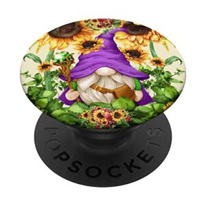 mystic gnome witch in purple wizard outfit for sunflower mom popsockets swappable popgrip