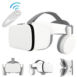 3d vr virtual reality headset, vr viewer for imax movies and games bluetooth wireless vr headset compatible with 4.7-6.3" iphone ios/android (white)