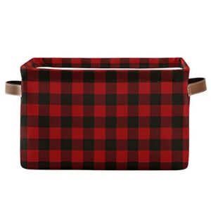 alaza merry christmas plaid buffalo large storage basket with handles foldable decorative 1 pack storage bin box for organizing living room shelves office closet clothes