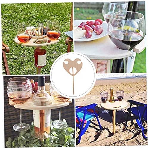 Anneome 1pc Unique Tray Board Holders Bottle Holder for Wooden Home Desk Foldable Design Beach Picnic Outside Heart Glass Rack Serving with Food Sand and Storage Party Wood Shaped Grass