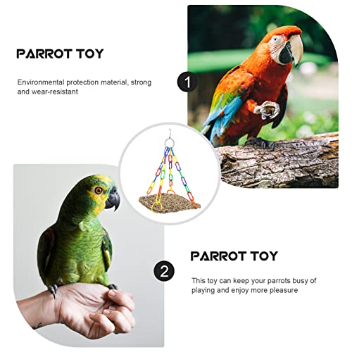 Mipcase 4pcs Cockatiel Chew Natural Perch Chewing Hammock Birdcage with Toys Hanging Cage Wall Bite Mat Parrot Budgerigars Conures Swing Foraging Net Lovebirds Seagrass for