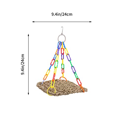 Mipcase 4pcs Cockatiel Chew Natural Perch Chewing Hammock Birdcage with Toys Hanging Cage Wall Bite Mat Parrot Budgerigars Conures Swing Foraging Net Lovebirds Seagrass for