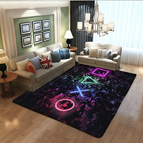 3D Gamer Carpet Decor Large Game Area Rugs Game Printed Living Room Mat Bedroom Gaming Rug for Boys Room Home Non-Slip Crystal Floor Polyester Mat 80x60in