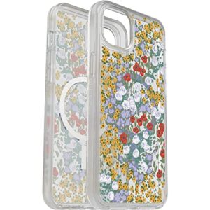 otterbox symmetry series+ clear antimicrobial case with magsafe for iphone 14 plus (only) - non-retail packaging - flower fields (graphic)