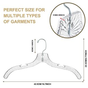 Quality Hangers Clear Hangers 24 Pack - Crystal Cut Hangers for Clothes - Durable Plastic Hanger Set - Invisible Dress Hangers for Suits - Heavy Duty Hangers - Nonslip Coat and Shirt Hangers, 17" inch