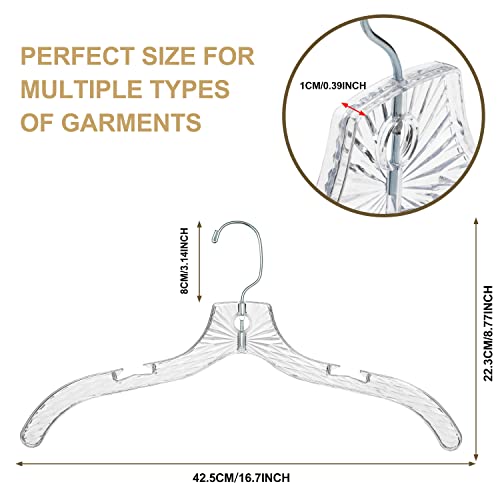Quality Hangers Clear Hangers 24 Pack - Crystal Cut Hangers for Clothes - Durable Plastic Hanger Set - Invisible Dress Hangers for Suits - Heavy Duty Hangers - Nonslip Coat and Shirt Hangers, 17" inch